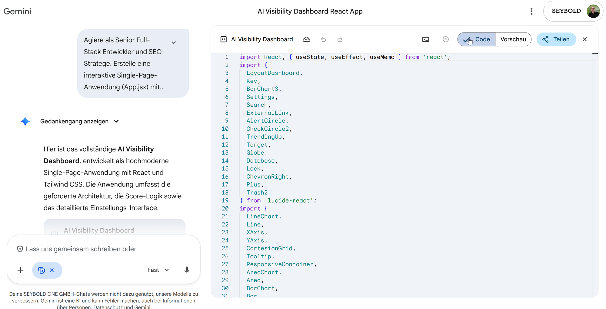 Gemini Dashboard Programmierung von SEYBOLD.DE