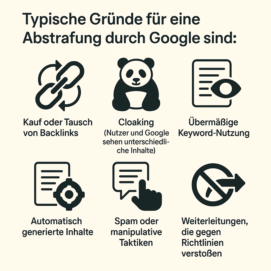 Typische Gründe für eine Google Strafe Typische Gründe für eine Google Strafe