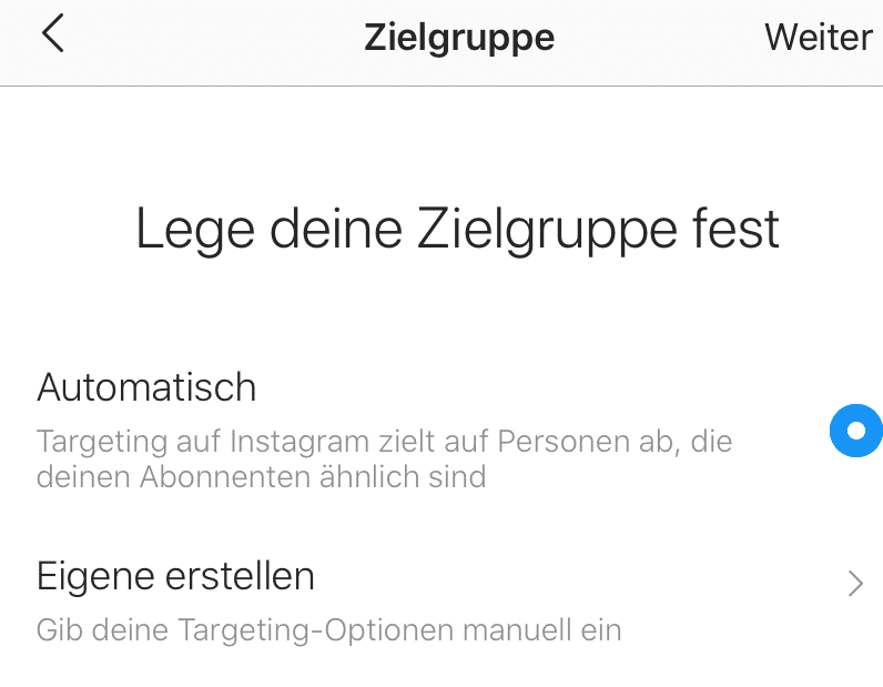 Zielgruppe festlegen - Instagram