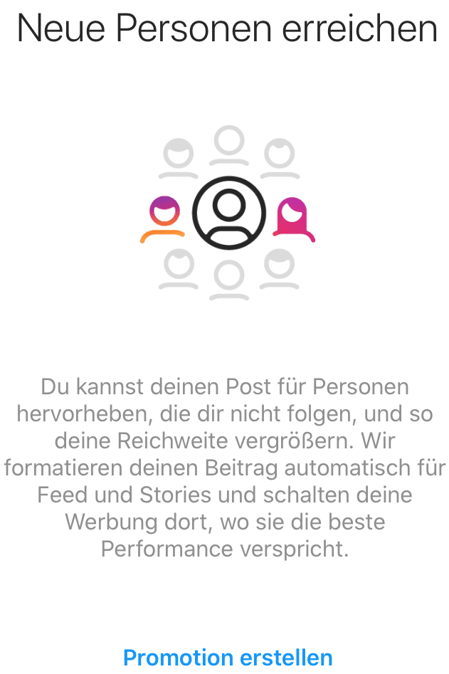 Promotion erstellen - Instagram