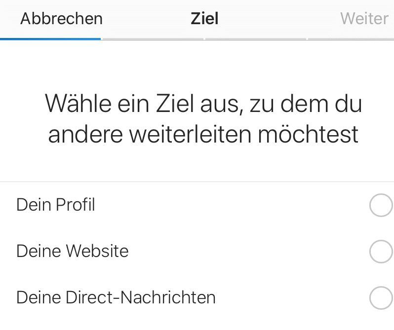 Zielgruppe auswählen - Instagram