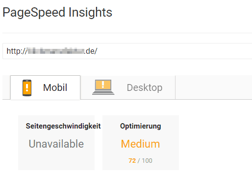 Page Speed Insights - Anzeige von schlechter Ladezeit für Webseiten Page Speed Insights - Anzeige von schlechter Ladezeit für Webseiten