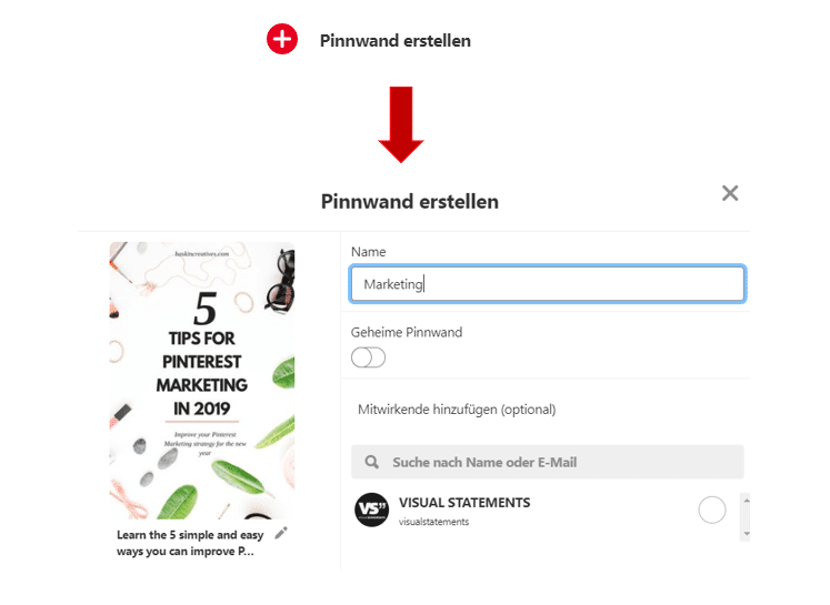 Screenshot: So erstellst du eine Pinnwand bei Pinterest für Unternehmen Screenshot: So erstellst du eine Pinnwand bei Pinterest für Unternehmen