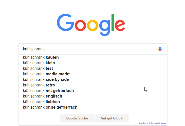 früheres Suchverhalten in Google früheres Suchverhalten in Google