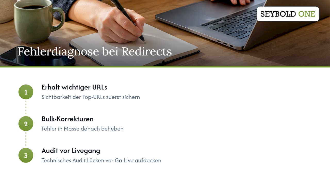 Agentur-Perspektive: Wie SEYBOLD Redirect-Probleme diagnostiziert — overview diagram